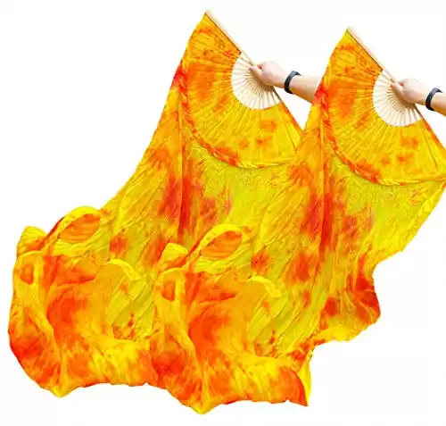 Belly Dance Fan Veil - Fire Effect